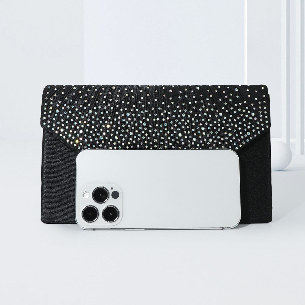 Colorful hot diamond black clutch